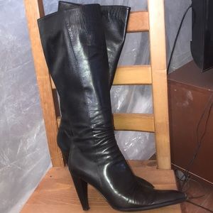Cesare Paciotti black leather tall boots 8